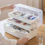 👉 First aid kit plastic Medical Box Portable Household Multi-layer Medicine Storage Container