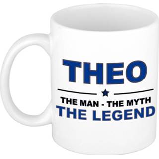 👉 Mok mannen Naam cadeau mok/ beker Theo The man, myth legend 300 ml