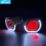 👉 Projector wit RONAN 2.5''VER 8.1 Bi xenon H1 Lens car Headlight for X5 Square sport LED Angel Eyes drl white H4 H7 styling