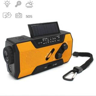 👉 FM-radio oranje active Multifunctionele handslinger Zonne-energie LED-zaklamp Volledige band Bureaulamp Alarm, stijl: gewone versie (oranje)