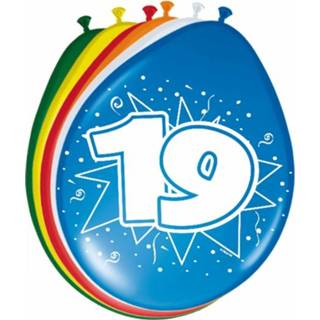 👉 Ballon 8x stuks verjaardag Ballonnen 19 jaar thema 30 cm - Feestartikelen/versiering
