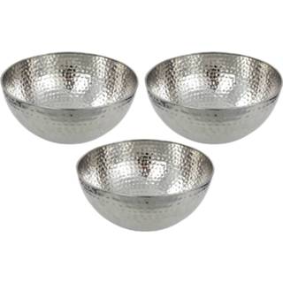 👉 Schaal zilver RVS 3x Salade schalen/kommen 28 cm