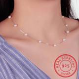👉 Zilver 925 Sterling Silver Jewelry 12 Pcs 6mm Pearl Box Chain Choker Necklace Kolye Collares Bijoux Femme S-n54