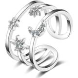 👉 Zilver vrouwen XIYANIKE 925 Sterling Silver Charms Two colors Double Star Moon Ring For Women Gift Multiple circles Fine Jewelry Accessories
