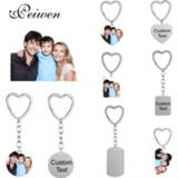 👉 Keychain steel Stainless Custom Photo Name Date Personalized DIY Engrave Round ID Dog Tag Heart Key Ring Charm Pendant Chain