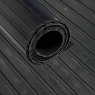 👉 Rubber loper zwart / rubbermat op rol brede ribbel 4,5 mm - Breedte 200 cm 5601570630397