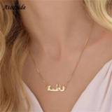 👉 Hanger steel goud Atoztide 2019 New Stainless Personalized Custom Name Necklace Gold Choker Chinese Arabic Pendant Nameplate Gift