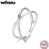 👉 Stelring zilver vrouwen WOSTU 100% Real 925 Silver Double Layer Cross Finger Rings Classic 2019 New For Women Jewelry Gift CQR543