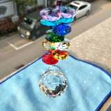 👉 Ornament 250mm Handmade Feng Shui Pendulum Suncatcher Glass Art Crystal Prisms Chandelier Hanging Rainbow Bling