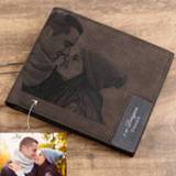 Custom Picture pu leather Wallet Men's Bifold Inscription Photo Engraved Thanksgiving Gifts For Him Portemonnee PU leather Custom Picture Wallet Men's Bifold Inscription Photo Engraved Thanksgiving Gifts For Him