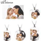 👉 Goud zilver vrouwen Custom Name Photo Heart Round Tag Necklace Personalized Nameplate Gold Silver Color For Women Men Customized Letter Jewelry New