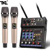 👉 Audiomixer TKL 4 channel audio mixer console with wireless microphone sound mixing Bluetooth USB mini dj