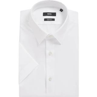 👉 Over hemd katoen male overhemden wit Hugo Boss Elio korte mouw overhemd 50404859/100 4029051646285