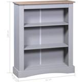 👉 Boeken kast grenenhout active grijs Boekenkast 3 planken 81x29x100 cm Corona-stijl 8719883682082