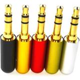 Headphone goud 5PCS Gold plated Stereo 3.5mm 3 Pole Repair Jack Plug Cable Audio Headphones Connector Soldering