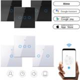 Switch Intelligent WIFI Glass Panel EU Standard 220V LED Light Lamp Touch APP Remote Control 1/2/3 Gang Smart