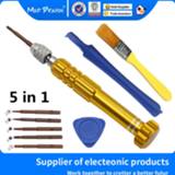 👉 Schroevendraaier pruim Laptops 5 in 1 Screwdriver Mobile Phone Repair tool T5 T6 Cross plum Screws Driver Set disassembly pry bar Rocker cleaning brush