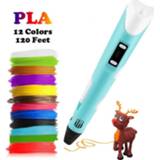 👉 Stift kinderen Dikale 3D Pen LED Screen DIY Printing PLA Filament Creative Toy Gift For Kids Design Drawing Printer