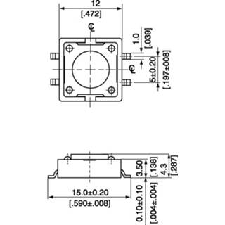 👉 Druktoets Diptronics DTSM-21N-V-B 12 V/DC 0.05 A 1x uit/(aan) Moment 1 stuk(s) 2050000226113