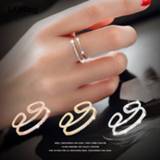 👉 Zilver meisjes vrouwen New Arrivals 925 Sterling Silver Open Rings Double Layer Rhinestone For Girl Women Gift Jewelry
