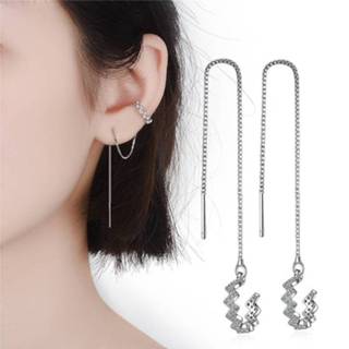 👉 Zilver vrouwen Fanqieliu Long 925 Sterling Silver Earrings Jewelry Female Luxury Crystal Drop For Women FQL20064