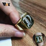 👉 Goud steel Vnox Heavy A-Z Initial Stamp Ring for Men Gold Color Solid Stainless Signet Chunky Punk Finger Jewelry Customize Gift
