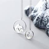 👉 Zilver Sole Memory Couple Romantic Sweet Gift Ocean Mountain Vows 925 Sterling Silver Clavicle Chain Female Necklace SNE484
