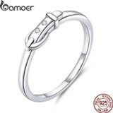 👉 Riem zilver vrouwen Bamoer Authentic 925 Sterling Silver Belt Buckle Pattern Finger Rings for Women Minimalist Design Jewelry Accessories SCR645