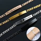 👉 Armband zilver steel vrouwen Customized Link Chain Bracelets Engrave Name Date ID Bracelet Silver Color Stainless Bangles For Women