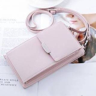 👉 Portemonnee leather zwart Faux Long Wallet With Shoulder Strap