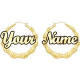 👉 Customizable customize Name Earrings Bamboo Style custom hoop With Statement Words C3