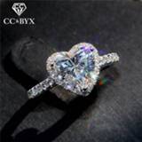 👉 Zirconia zilver vrouwen CC Heart Rings for Women S925 Silver Wedding Engagement Bridal Jewelry Cubic Stone Elegant Ring Accessories CC829