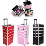 👉 Trolley aluminium large 5 in 1 Makeup Cosmetic Case Storage Box Nail Art Beauty Vanity Pull