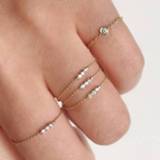 👉 Zirconia zilver meisjes Authentic 100% 925 sterling silver AAA+ cubic bezel cz charm bar delicate dainty thin chain simple girl ring