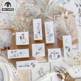 👉 Rubber seal wit Mr.Paper 8 Designs Finger Pen Letters White Wooden Seals For DIY Ancient Scrapbooking Decoration Standard Stamps