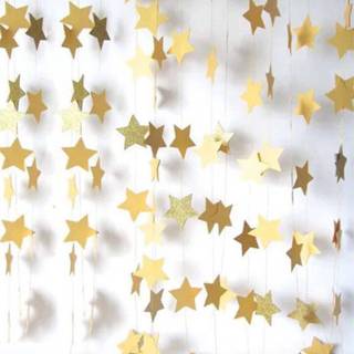 👉 Vlag papier One-Size goud 1pc Star String Pull
