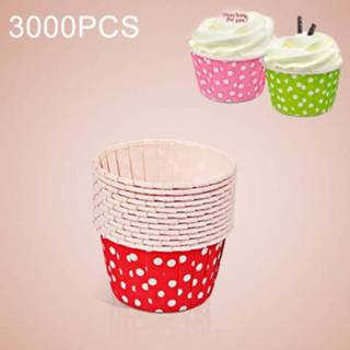 👉 Cupcake rood active 3000 STKS Dot patroon ronde laminering Cake Cup vormpjes Chocolade Liner bakken Cup, grootte: 5 x 3,8 3 cm (rood)