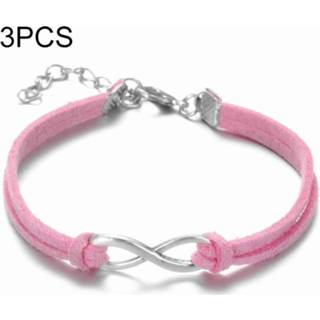 👉 Touw armband roze active armbanden vrouwen 3 stuks damesmode symbool woord 8 (roze) 6922011194445