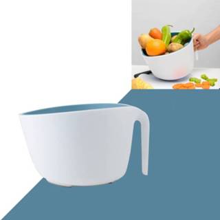 👉 Afvoer blauw wit kunststof active mannen 2 in 1 dubbellaags mand keuken fruit groente slakom (blauw wit)