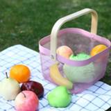 👉 Afvoer roze active mannen Keuken draagbare groente wassen mand vierkante dikke opslag huishoudelijke fruitmand (roze)
