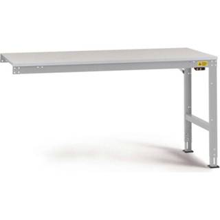 👉 Manuflex LU6136.9006 ESD-werktafel universele standaard aanschuiftafel met kunststof plaat, bxdxh = 2000 x 1200 x 766-876 mm Kleur: Aluminium-zilver