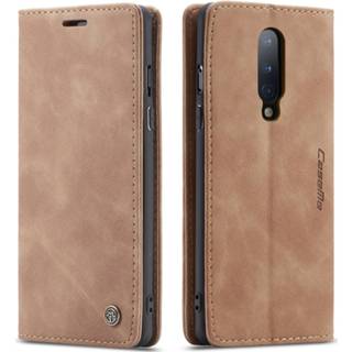 👉 Portemonnee bruin active CaseMe - OnePlus 8 hoesje Wallet Book Case Magneetsluiting Licht 8719793081463