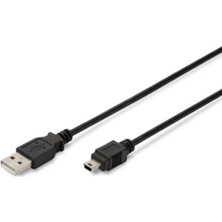 👉 Zwart Digitus USB 2.0 Aansluitkabel [1x USB-A stekker - 1x Mini-USB B stekker] 1.80 m Rond, Afgeschermd (dubbel) 4016032310457