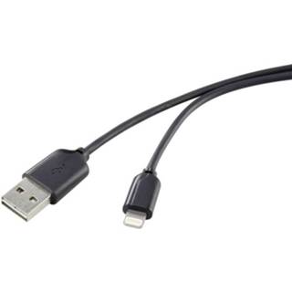 👉 Zwart mannen Renkforce USB 2.0 Aansluitkabel [1x USB-A stekker - 1x Apple dock-stekker Lightning] 1.00 m past op beide manieren, Vergulde steekcontacten 2050005451862