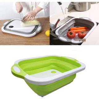 👉 Snijplank groen active Sink Cut Wassen Fruit Groenten Multifunctionele keuken opslag Opvouwbare Afvoerbak (groen)