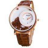 👉 Riem active vrouwen Crystal Sands Snake Skin Texture lederen horloge (koffie)