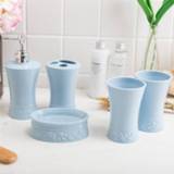 👉 Tandenborstel blauw active 5 stks / set thuis koppels valbestendig dubbele cup lotion fles zeepkist badkamer wassen (blauw)
