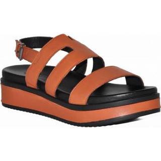 👉 Sandaal rubber damesschoenen vrouwen rood bruin Shabbies Artikelnummer 170020123 rood/bruin op plateau zool