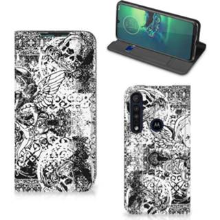 👉 Blauw Mobiel BookCase Motorola G8 Plus Angel Skull 8720215294453