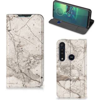 Motorola G8 Plus Smart Cover Flowers wit Wit Motorola G8 Plus Smart Cover White Flowers 8720215711233